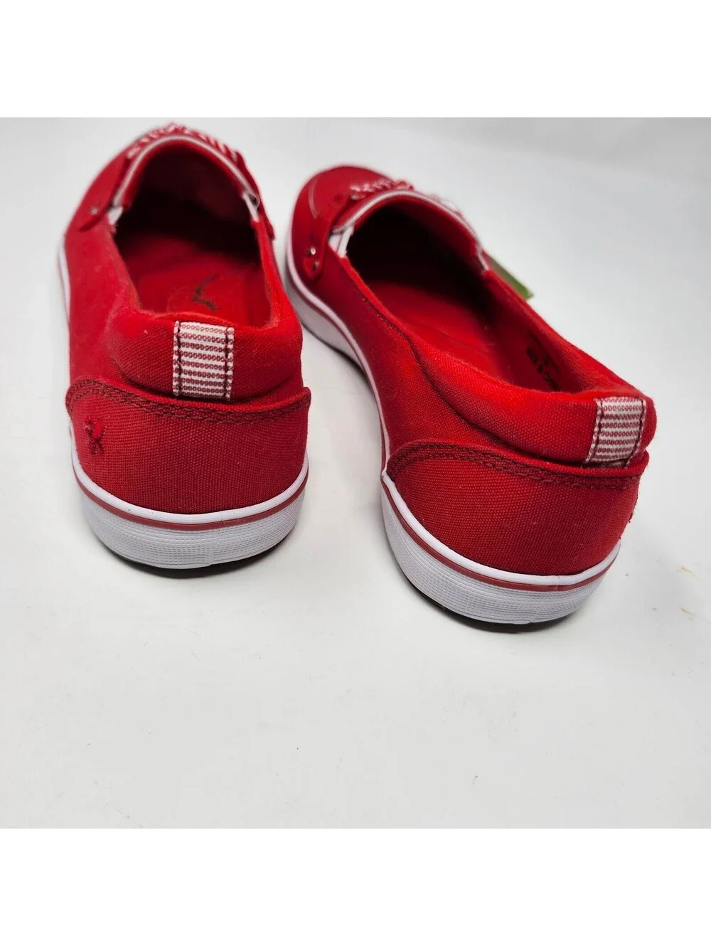 Grasshoppers Casual Red Canvas Boat Loafers Comfort Shoes Women's 7 New